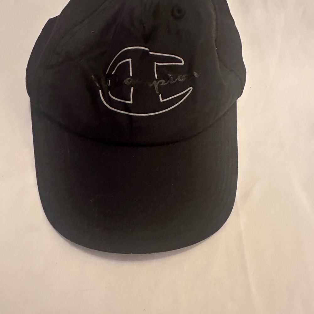 Champion Black Curved Brim Hat with Embroidered Logo